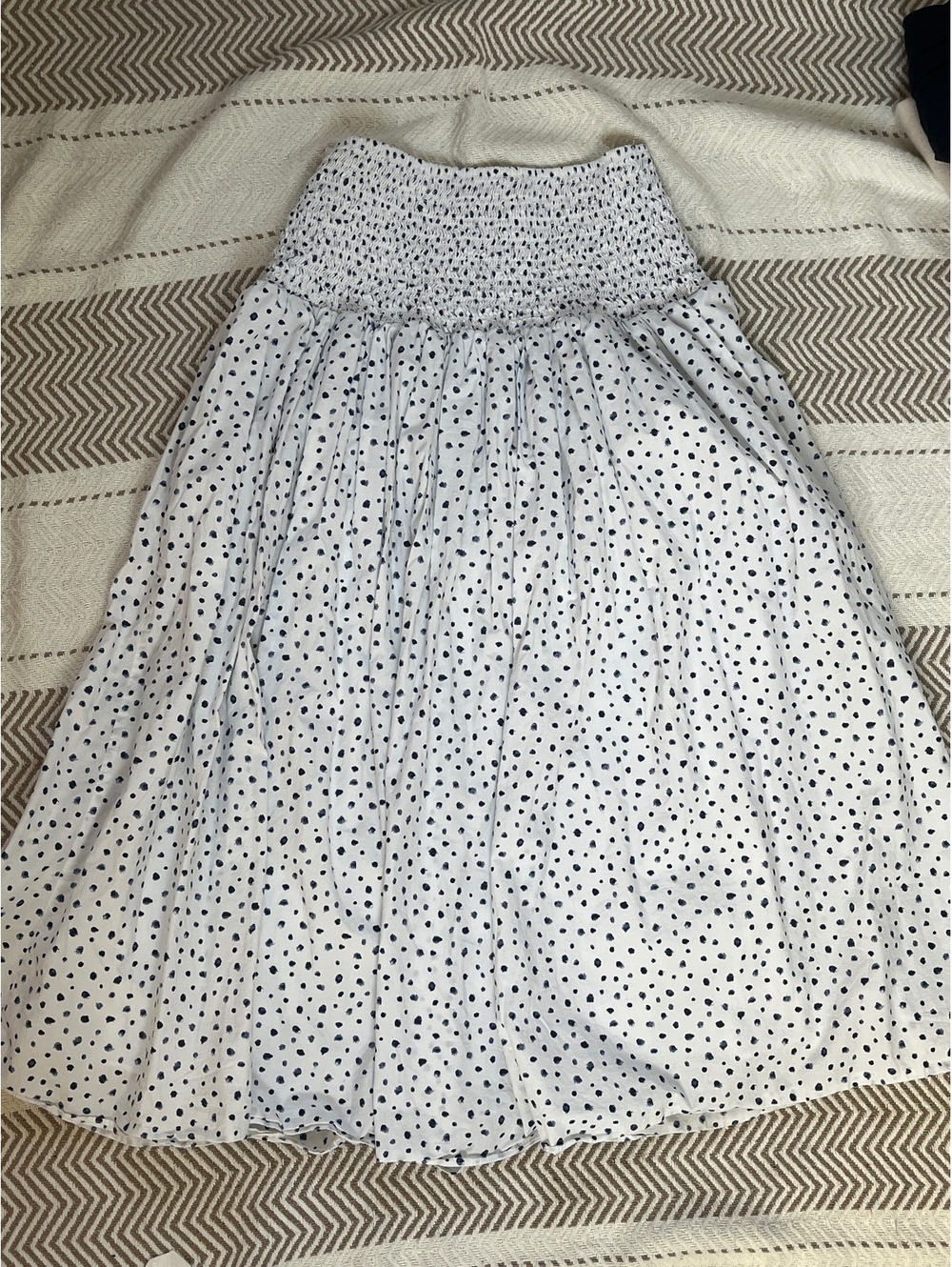 J.Crew White and Navy Polka Dot Midi Skirt XS